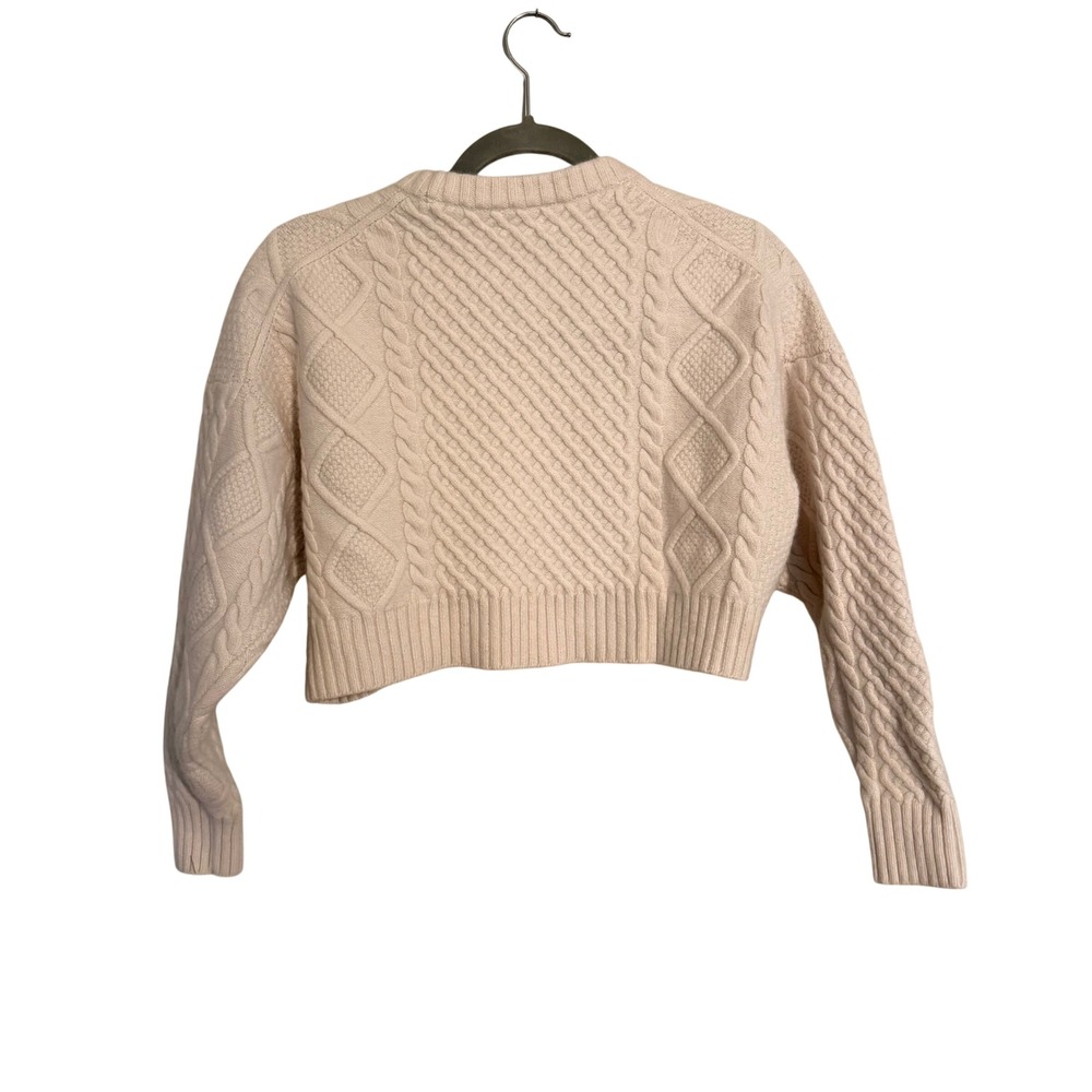 Sunday Best Aritzia Ivory Cable Knit Cropped Sweater Wool Blend Cream Small - Picture 3 of 5